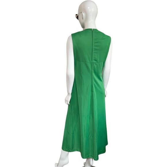 Peak Vintage 1960s Kelly Green Mod Mock Neck Sleeveless Maxi Dress - Picture 5 of 6